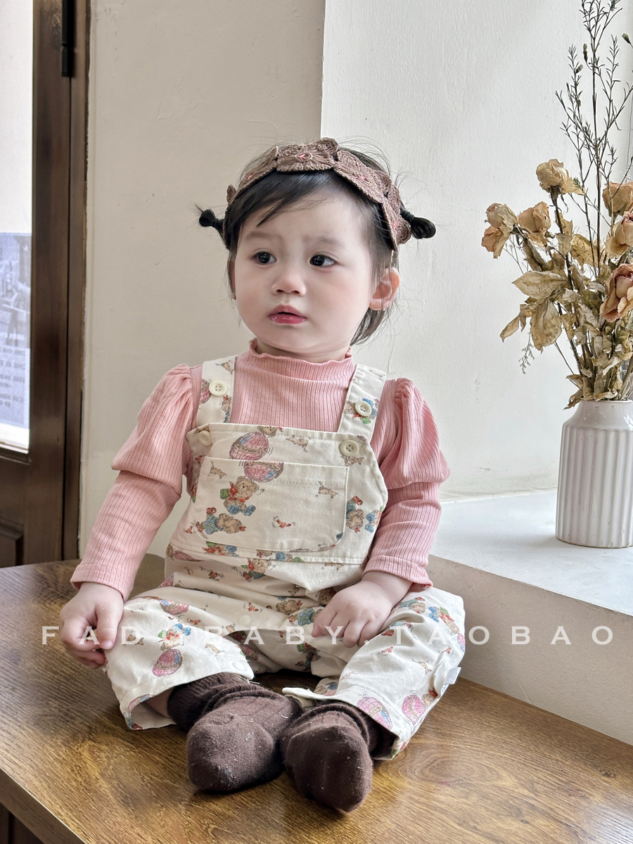 春季新款婴幼儿女宝宝一岁背带裤韩版洋气连体衣外出服2件套装春