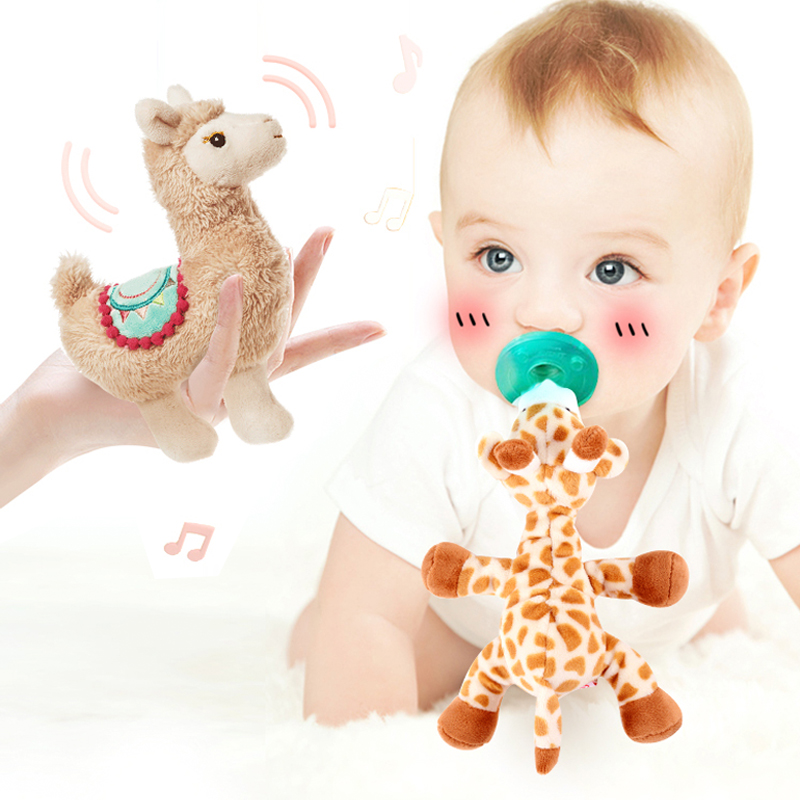 美国wubbanub宝宝婴儿安抚奶嘴+动物手摇铃益智早教玩具组合0-3岁