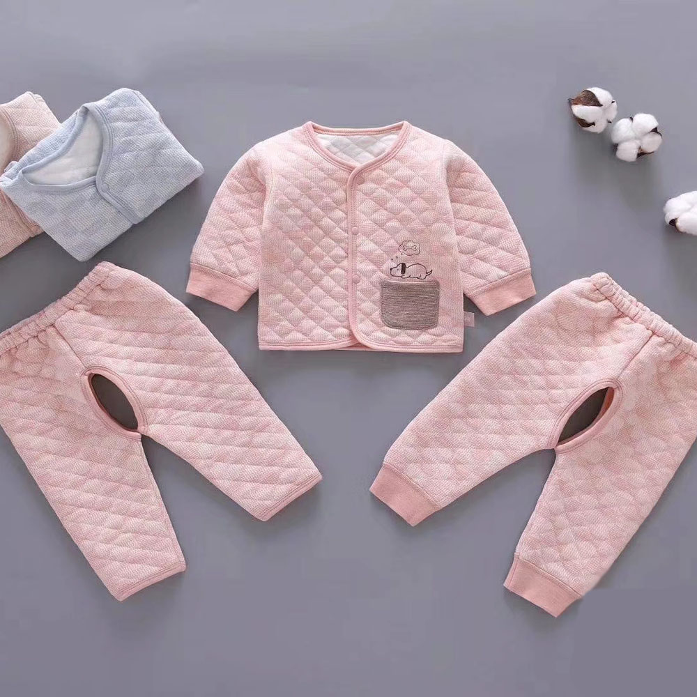 新生儿衣服婴儿夹棉保暖套装宝宝内衣裤纯棉春秋冬三件套0-3个月1