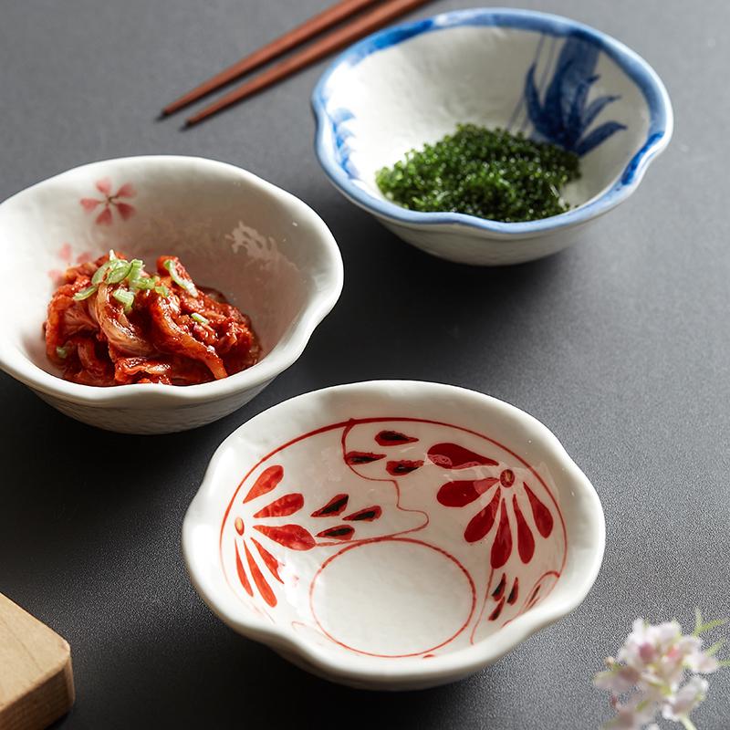 手绘小碗菜蘸料酱油醋调味碟家用陶瓷日式4英寸咸菜碟甜品米饭碗