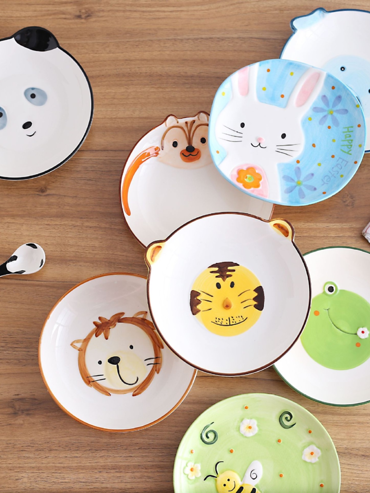 日式动物卡通儿童陶瓷盘子餐具 创意盘子家用菜盘餐盘