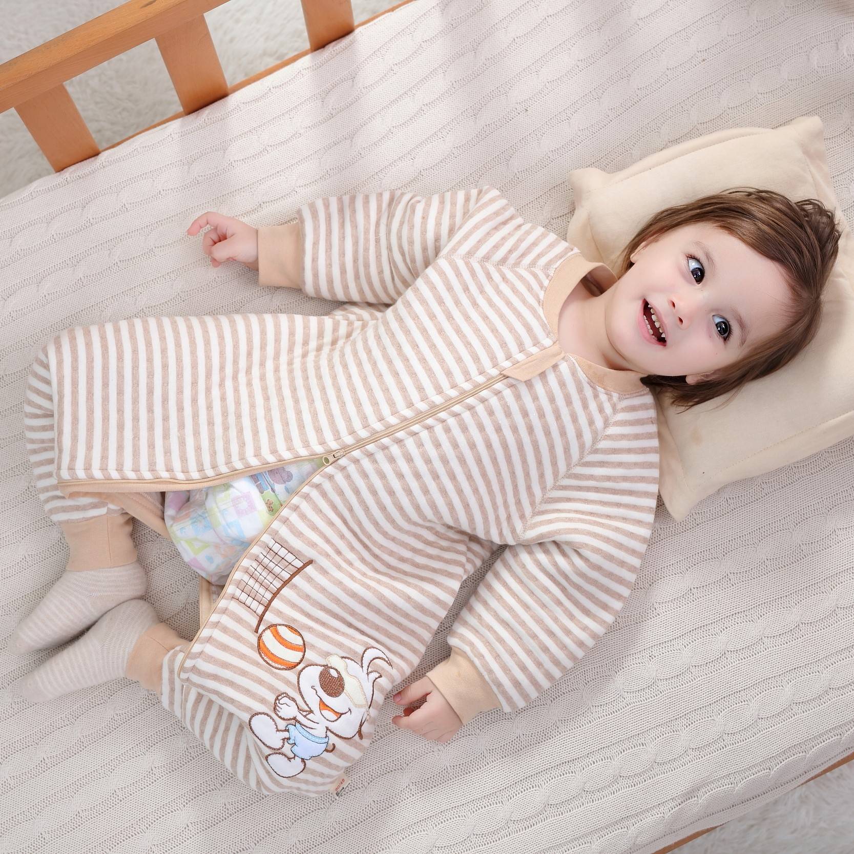 婴幼儿睡袋秋冬季婴儿睡衣防着凉连体保暖儿童宝宝冬季防踢被神器