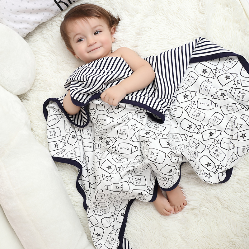 婴儿被子纯棉包被新生宝宝双层抱被加大尺寸户外毯子棉被儿童盖毯