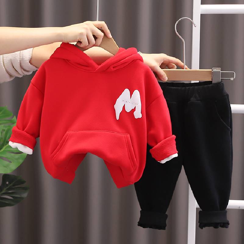婴儿衣服冬季网红加绒加厚超萌套装分体一岁男女宝宝秋冬装两件套