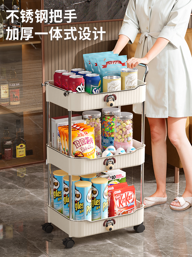 日本进口MUJIE小推车零食置物落地厨房浴室收纳移动多层婴儿书架