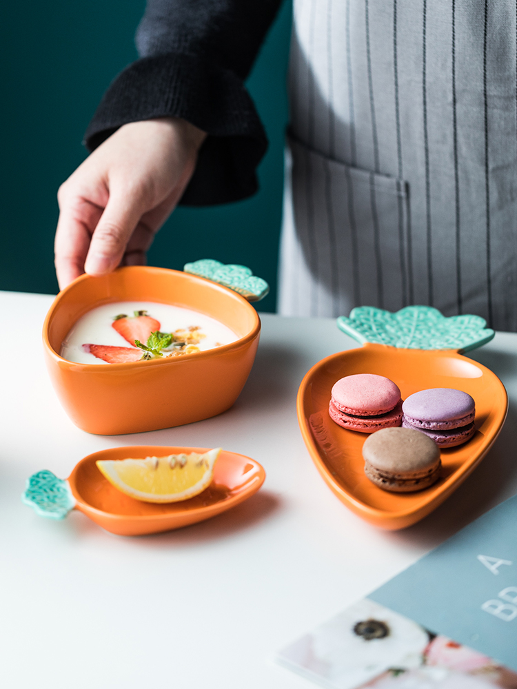红萝卜盘子创意儿童餐具陶瓷网红盘可爱的盘子好看个性早餐餐具