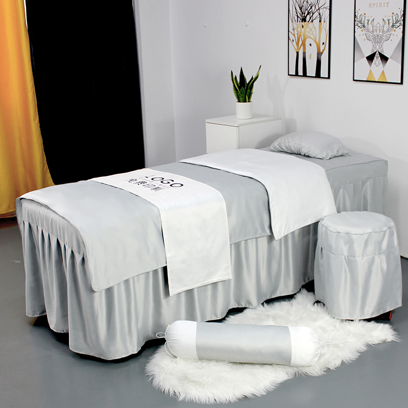 千艺彩纯色美容床罩 四件套 简约北欧按摩美体熏蒸床罩可订做LOGO