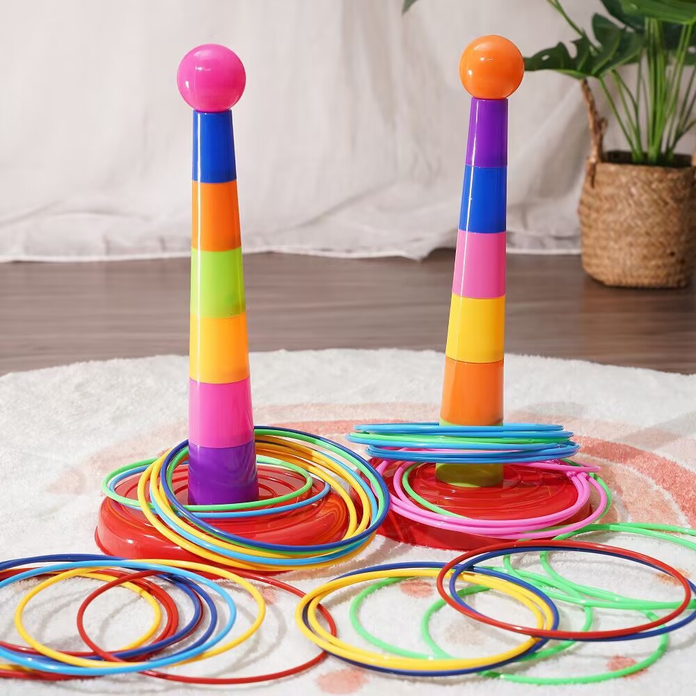 彩虹套圈圈益智玩具 3岁以上儿童颜色认知手眼协调亲子聚会游戏