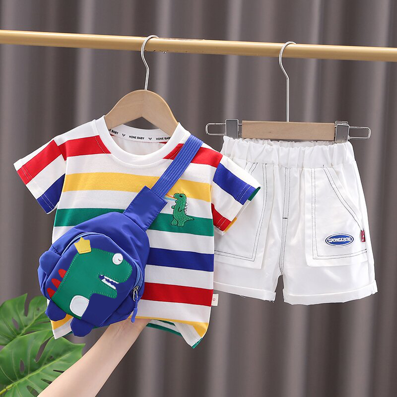 男宝宝夏装套装洋气2022新款男童夏季婴儿恐龙衣服小童短袖两件套