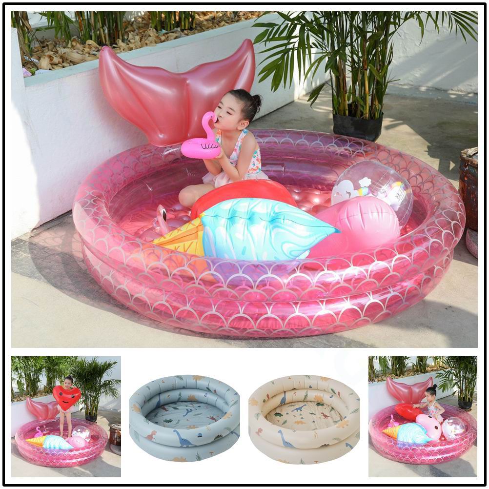 加厚PVC充气美人鱼水池家用婴幼儿童宝宝游泳池海洋球池恐龙游泳