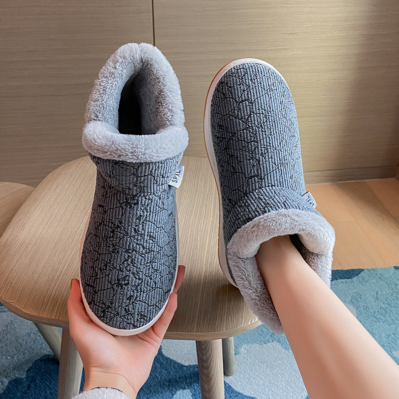冬季新款棉拖鞋包跟居家保暖绣花厚底防滑月子鞋男女休闲外穿棉鞋