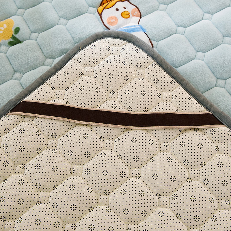 推荐法兰绒床垫冬季牛奶珊瑚绒加厚保暖儿童床褥防滑床护垫可折叠