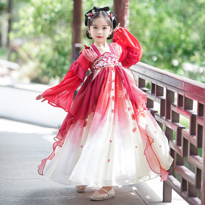 新款女童汉服中国风唐装儿童超仙古装夏季连衣裙儿童古风公主襦裙