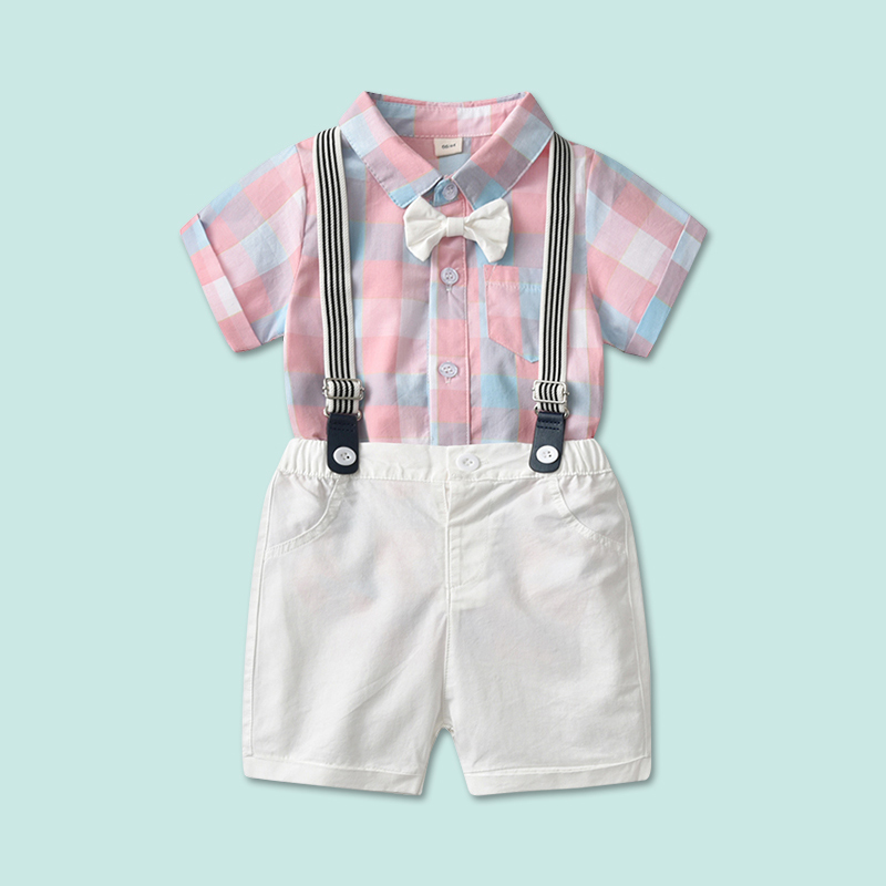 婴儿分体洋气小套装夏季一周岁礼服男宝宝夏天衣服两件套超萌西装