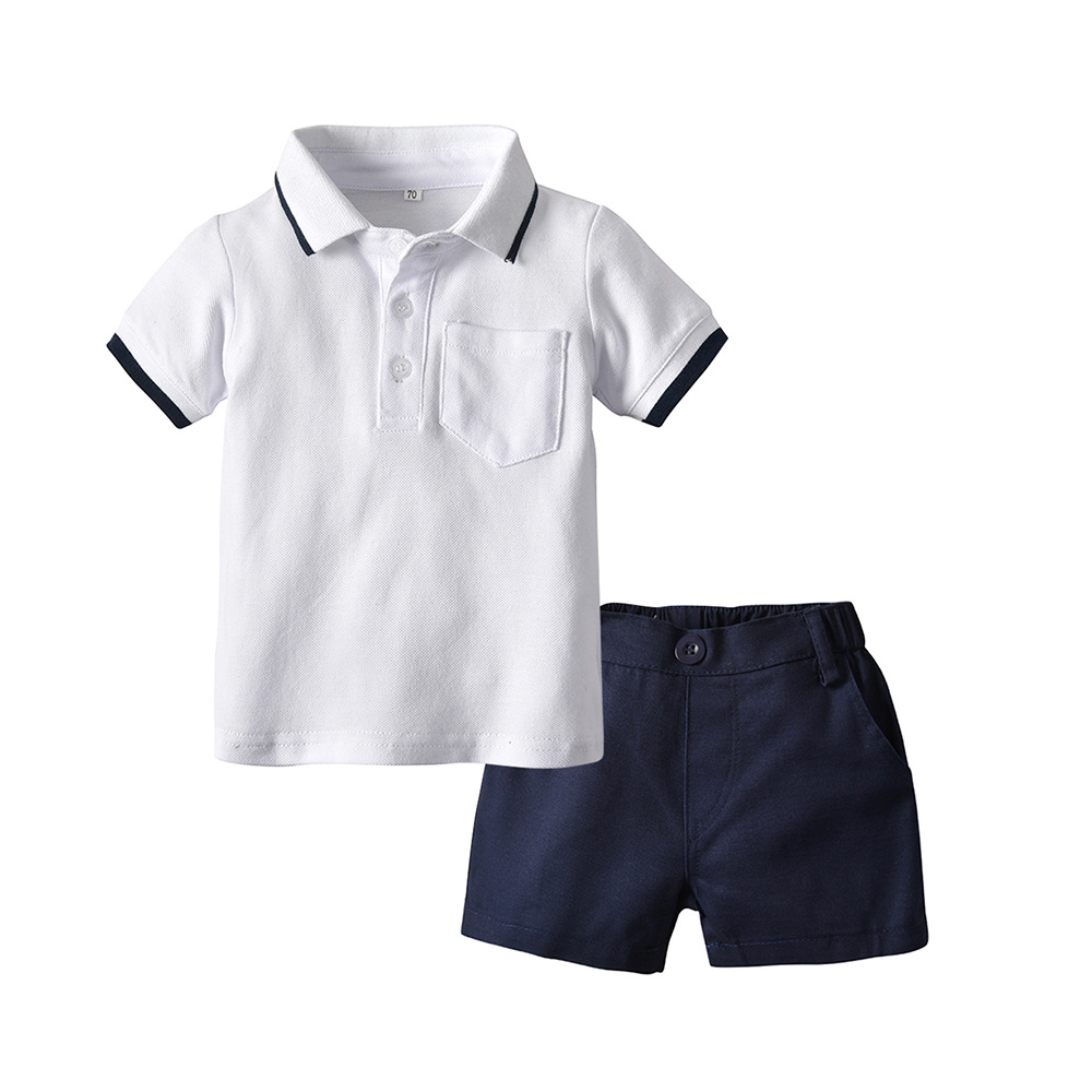 欧美夏季新款童装男童纯色翻领儿童上衣潮短袖韩版polo baby suit