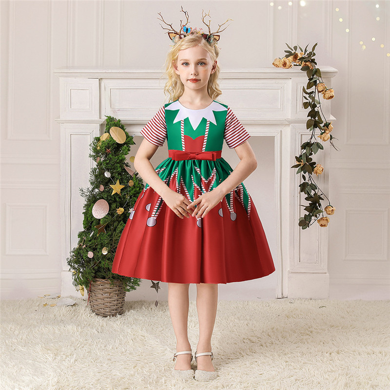 圣诞节儿童服装女孩演出公主连衣裙卡通女童演出服舞蹈表演服饰
