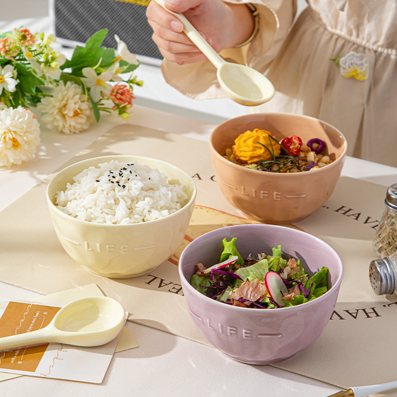 奶油风陶瓷家用2024新款吃饭碗早餐麦片碗韩国酸奶碗麦片甜品小碗