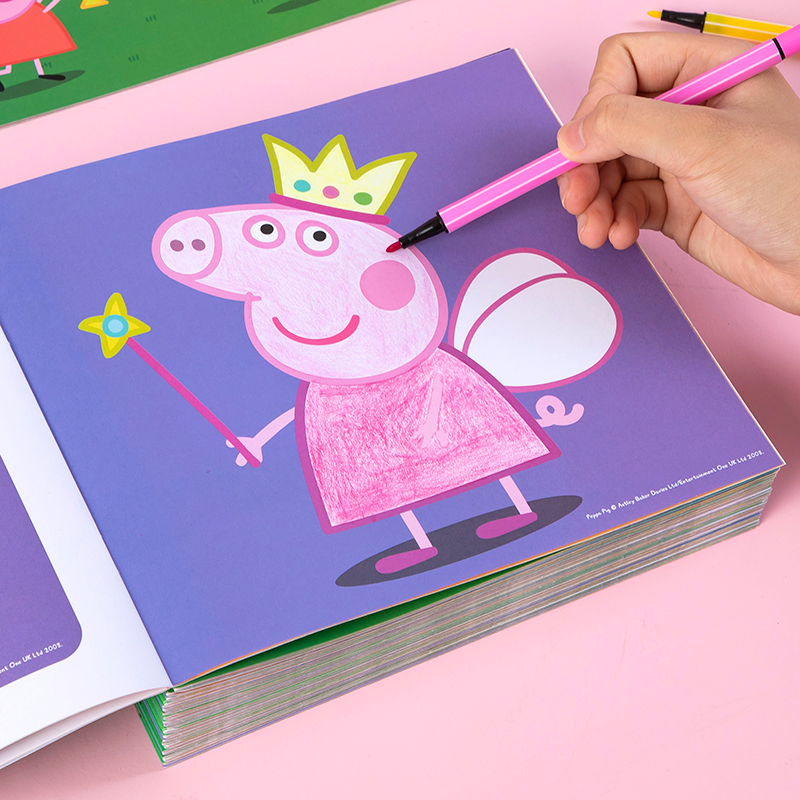 小猪佩奇涂色绘本书儿童学蜡笔图画本3岁宝宝幼儿园4涂鸦填色玩具