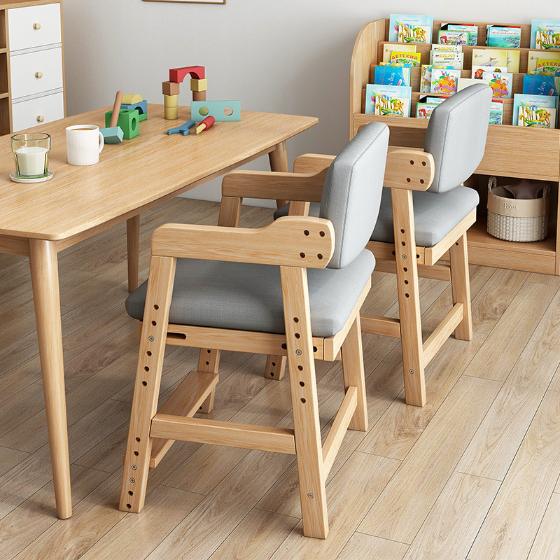 新疆包邮儿童学习椅可升降实木作业靠背座椅凳子学生写字书桌椅子
