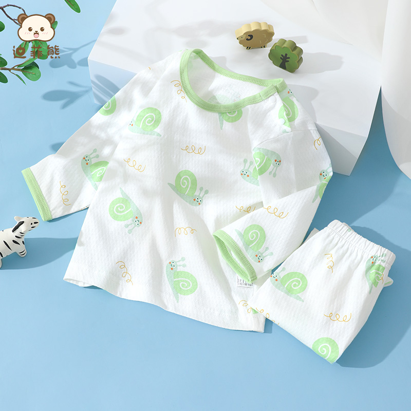 儿童空调服套装纯棉男童女童夏季薄款全棉婴儿家居服宝宝长袖睡衣