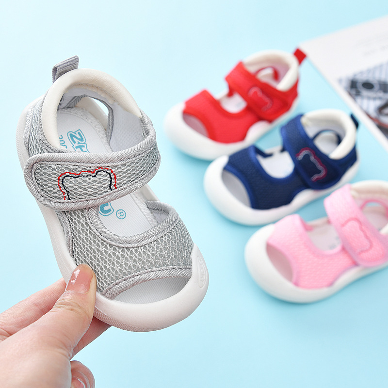 夏季新款婴儿男女宝宝鞋防踢防滑透气魔术贴学步鞋网鞋0-2-岁舒适