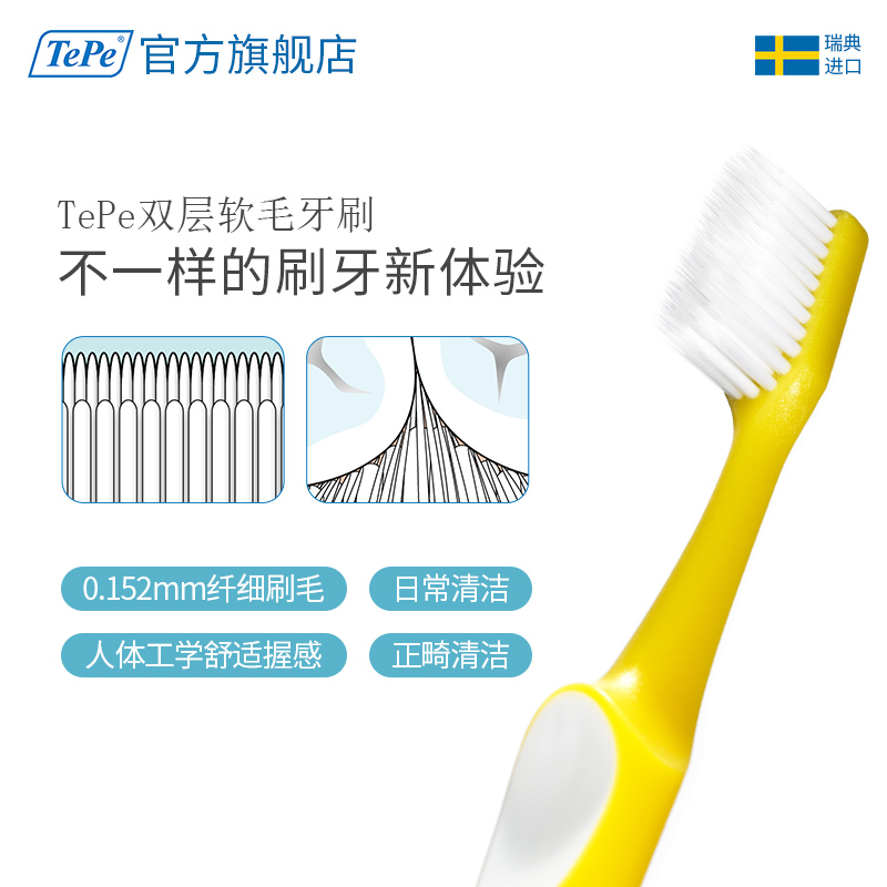 tepe瑞典进口正畸牙软毛成人小头牙龈牙齿专用口腔护理软毛刷