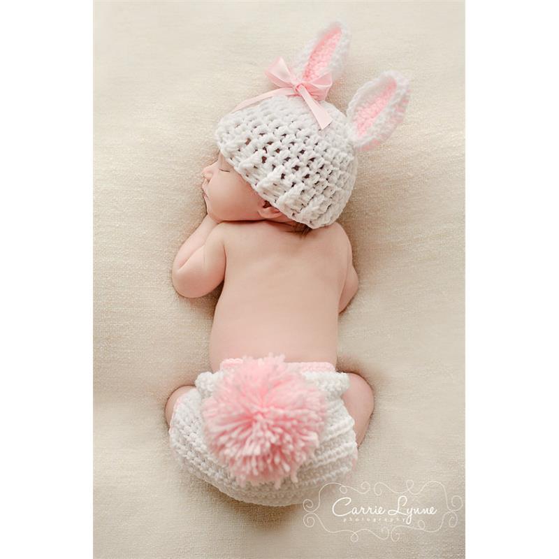 毛线手工编织儿童摄影服装 新生儿卡通毛衣套装 宝宝摄影服饰兔子