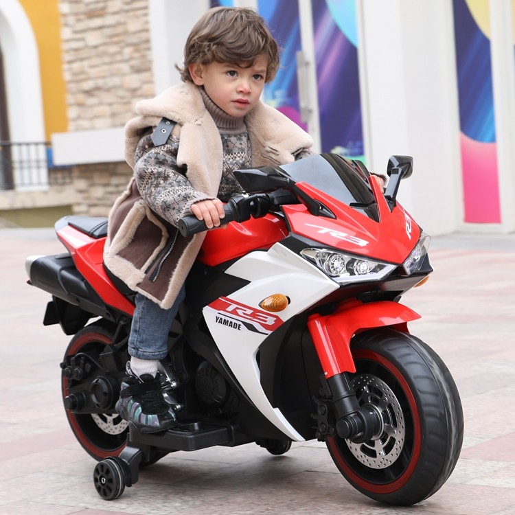 高档网红款R3儿童电动摩托车2-8岁两轮可坐人小孩玩具车宝宝充电