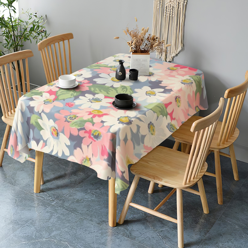 现代家用小碎花防水防油pu桌布可定制餐桌布pvc隔热防烫花卉盖布