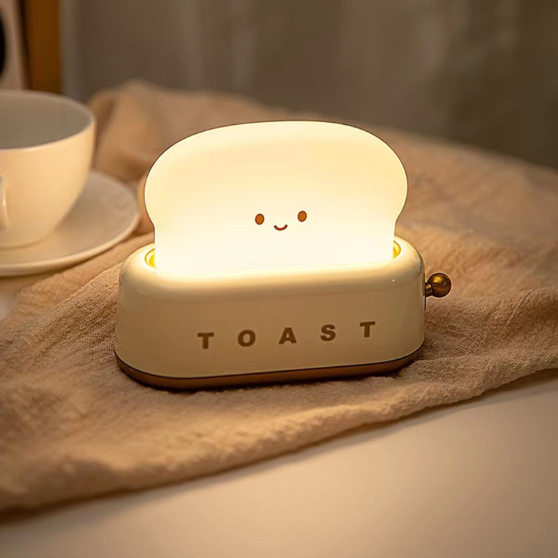 面包机小夜灯创意可充电调光婴儿喂奶暖光卧室床头护眼定时伴睡灯