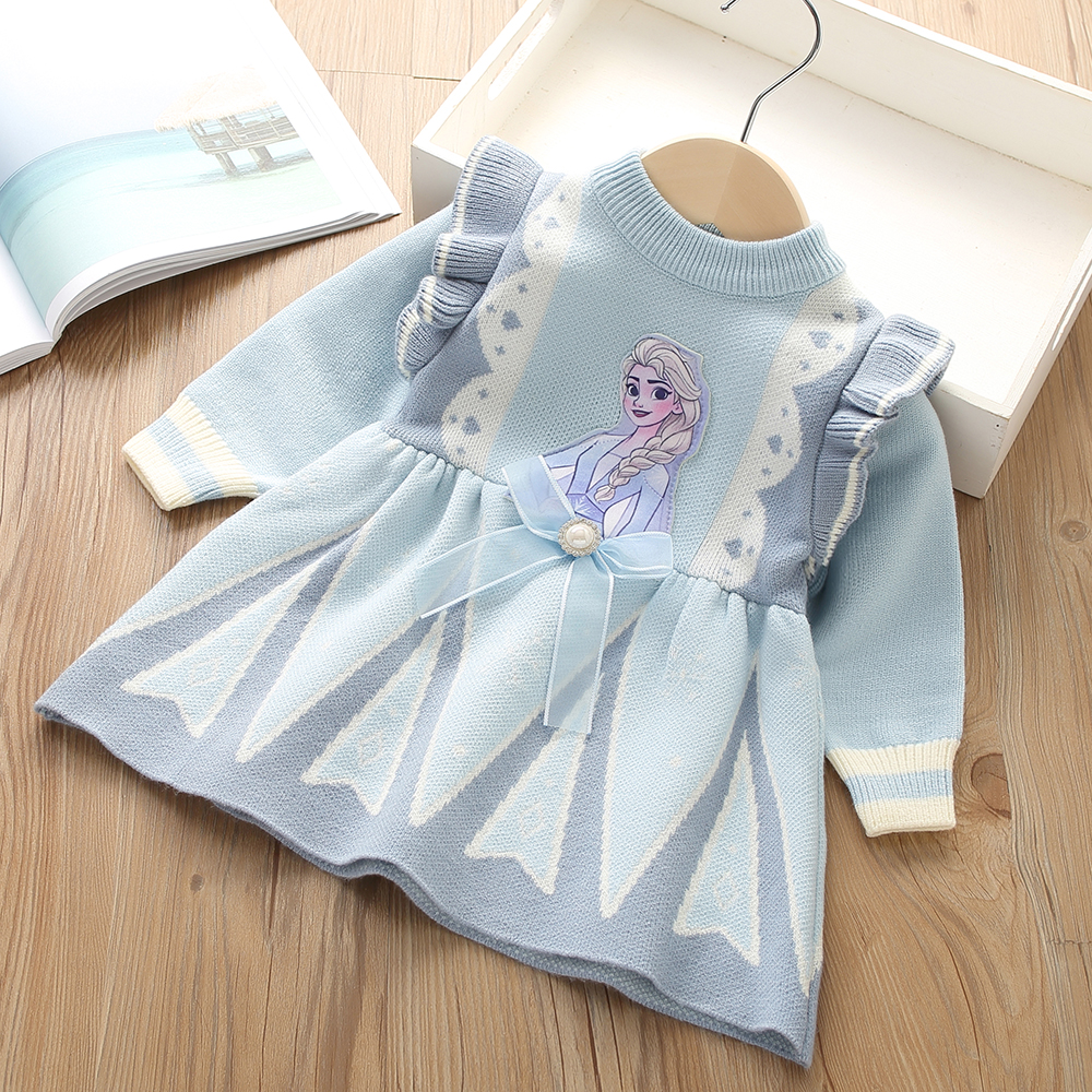 儿童毛衣2022秋冬季新款洋气甜美白雪公主时髦针织卡通女童毛衣裙