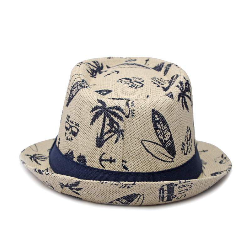 亲子草帽夏季英伦风爵士帽防晒遮阳小礼帽户外旅游海边度假沙滩帽