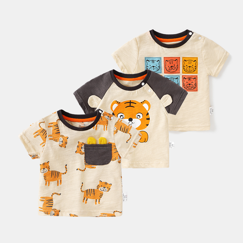 婴儿短T衣服短袖T恤卡通印花男童2-3岁1夏装儿童宝宝女小童上衣