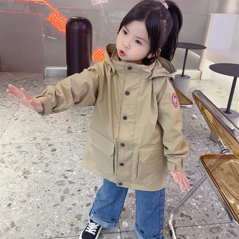 大鹅同款儿童风衣夹克2023春装新款韩版冲锋衣男童女童中大童外套