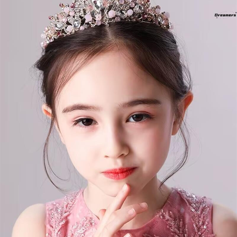 。珍珠水晶皇冠头饰儿童高端十岁小女孩生日小公主王冠发箍2023新