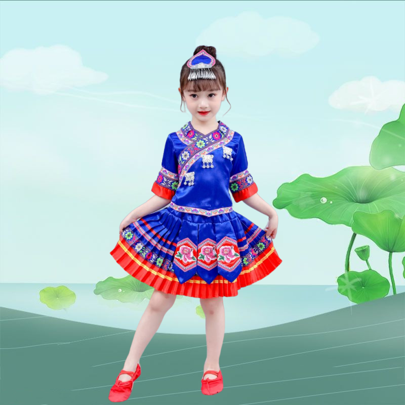 云南少数民族服装女套装桂林少数民族服装56个民族服装女童演出服
