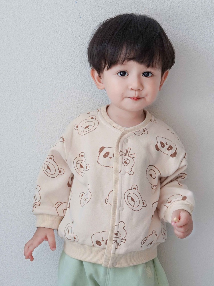 日本儿童春秋外套男女宝宝卡通上衣小童卫衣外出婴儿纯棉开衫1-3
