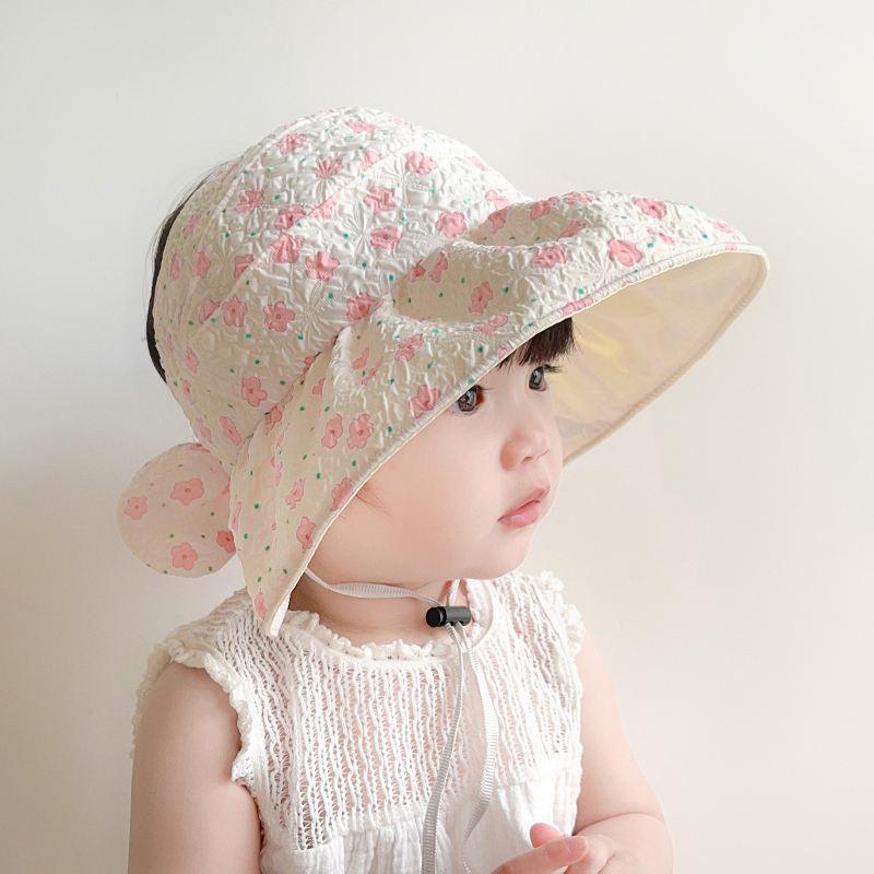 焦下儿童防晒帽夏季婴儿防紫外线空顶夏女宝宝遮阳帽子女童太阳帽