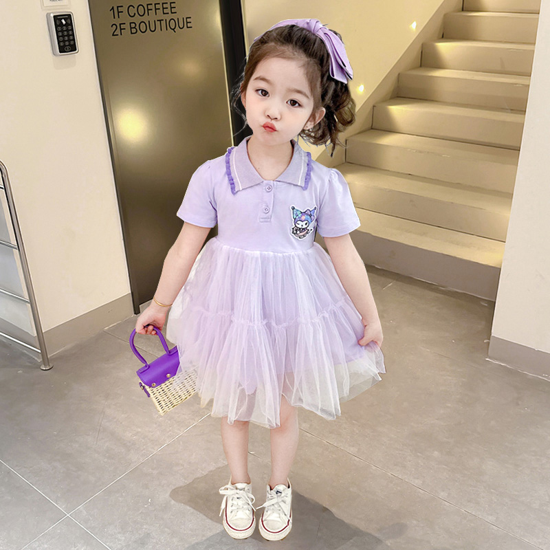 女童紫库洛米夏款夏季公主裙子2024新款儿童小女孩洋气连衣裙夏装