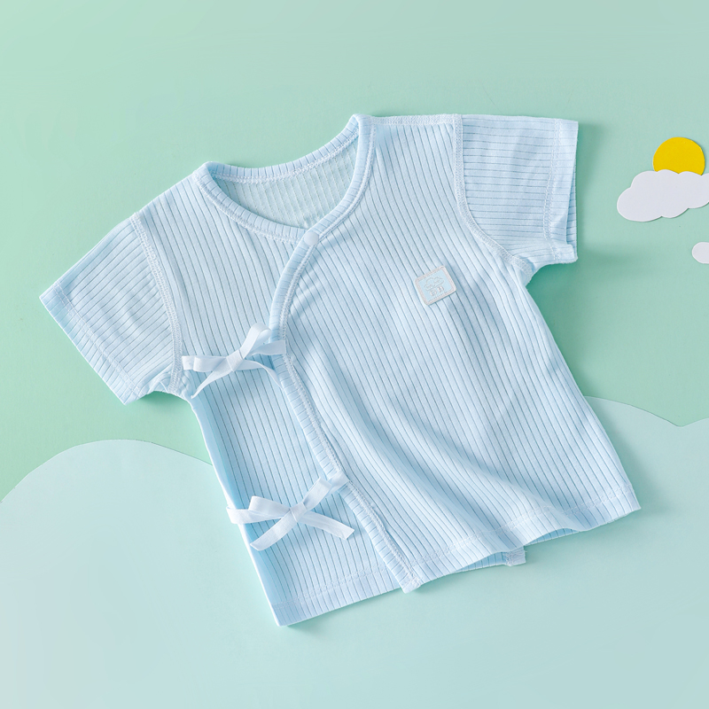 新生婴儿儿衣服夏季两个0一3月短袖和尚服上衣初生半袖莫代尔男宝