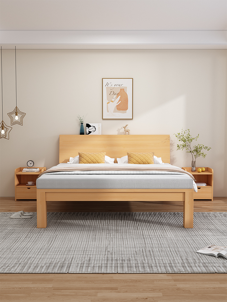 实木床1.5米家用松木双人床经济型现代简约1.8米出租房单人床1.2m