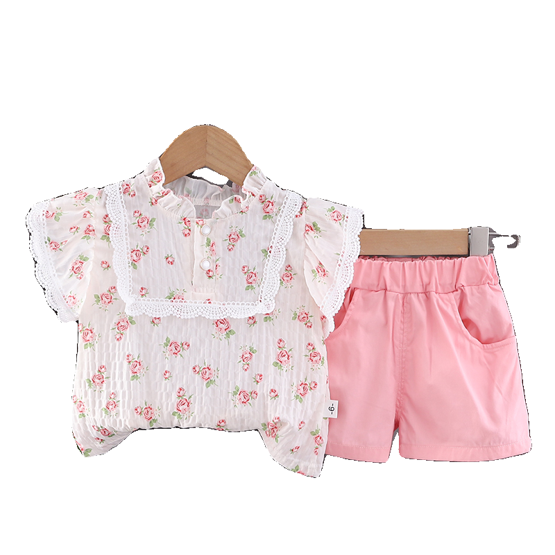 女童夏装套装2024新款儿童宝宝婴儿夏季短袖洋气时尚衣服两件套潮