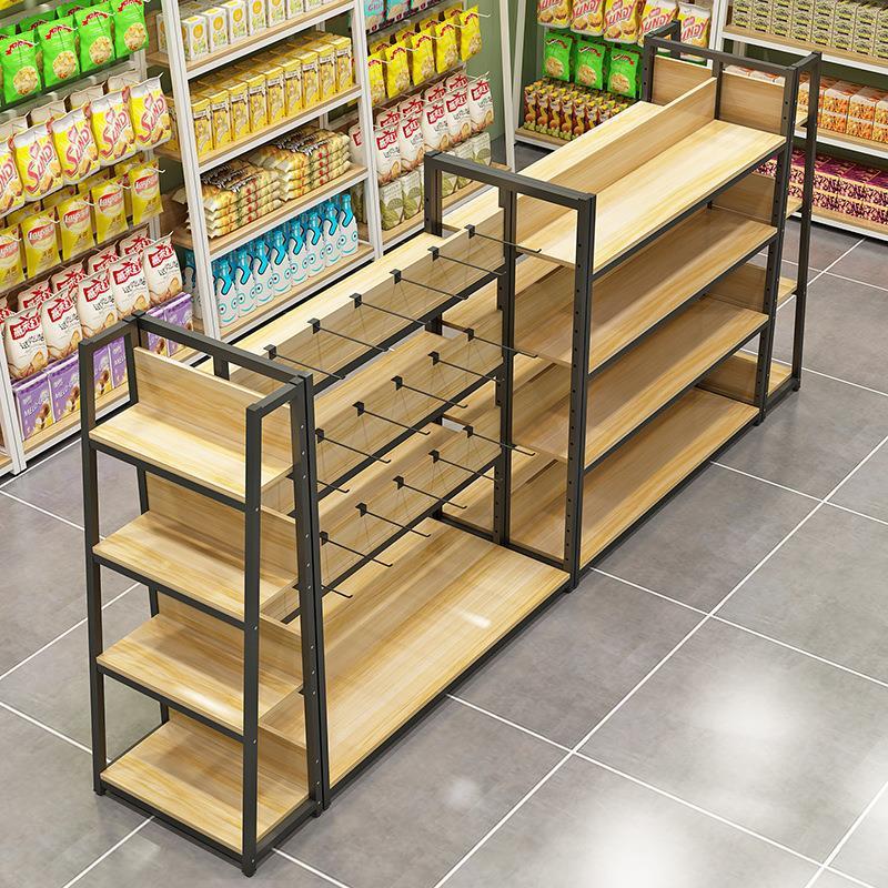 厂家超市货架展示架便利店单面食品架子母婴文具店钢木柜