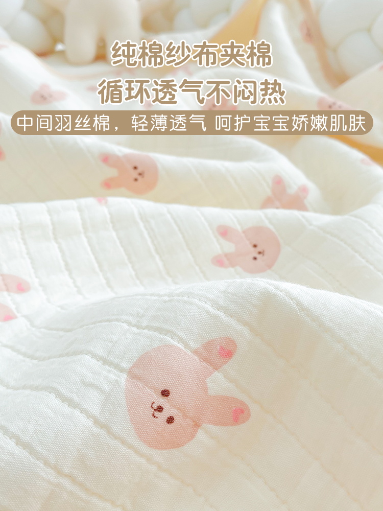 新品婴儿床笠纯棉a类ins绗缝宝宝床垫罩套幼儿园儿童拼接纱布床单