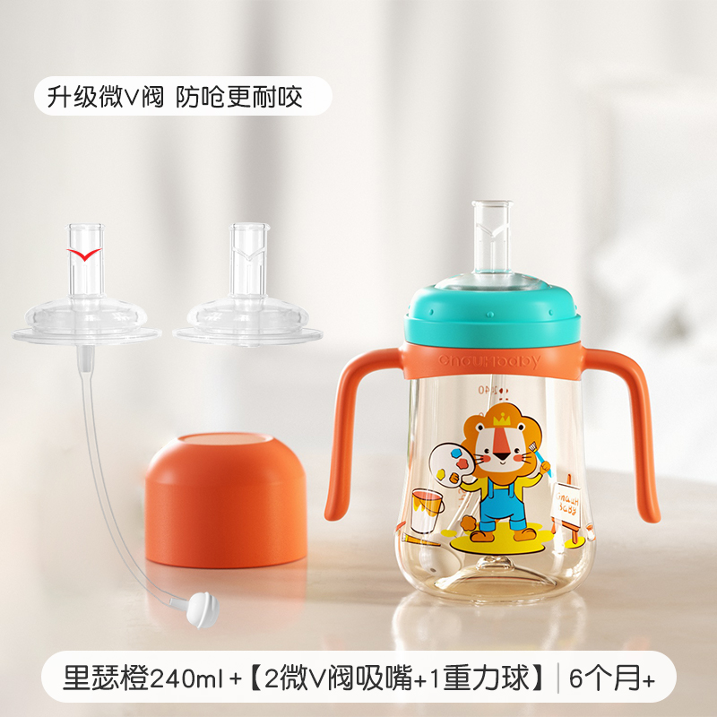 儿童水杯PPSU材质学饮杯宝宝吸管杯直饮喝水喝奶杯子婴儿奶瓶