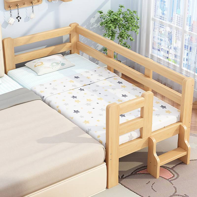 实木儿童床拼接床加宽床边定制小床大人可睡护栏婴儿扩床拼接大床