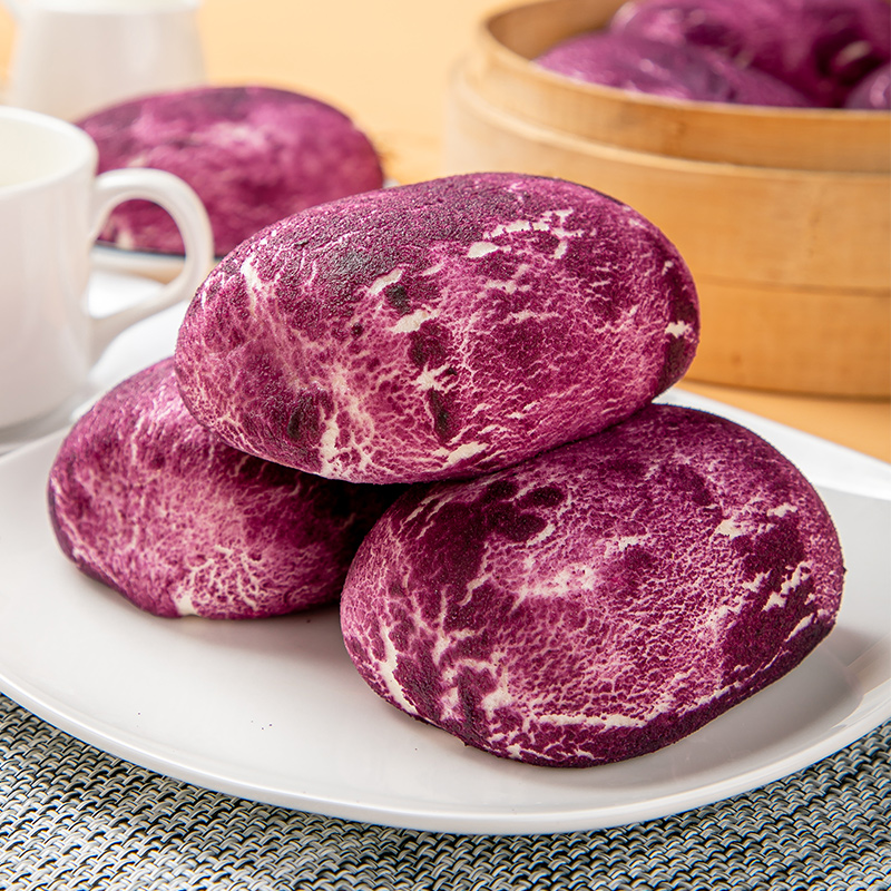 峰仔紫薯包特色点心速冻半成品面食儿童营养早餐馒头包子加热即食