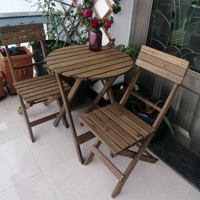 小桌子阳台小型创意网红三件套折叠小型实木桌椅花园出租房屋摆摊