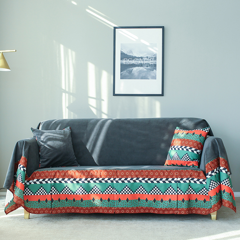 毯欧北发巾通用ins沙发布全盖网红沙子J单简约沙发套沙发垫盖布罩
