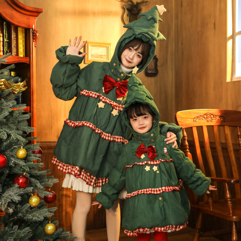 minisnbl原创童装圣诞设计感棉服棉衣加厚连帽外套冬季2022新款